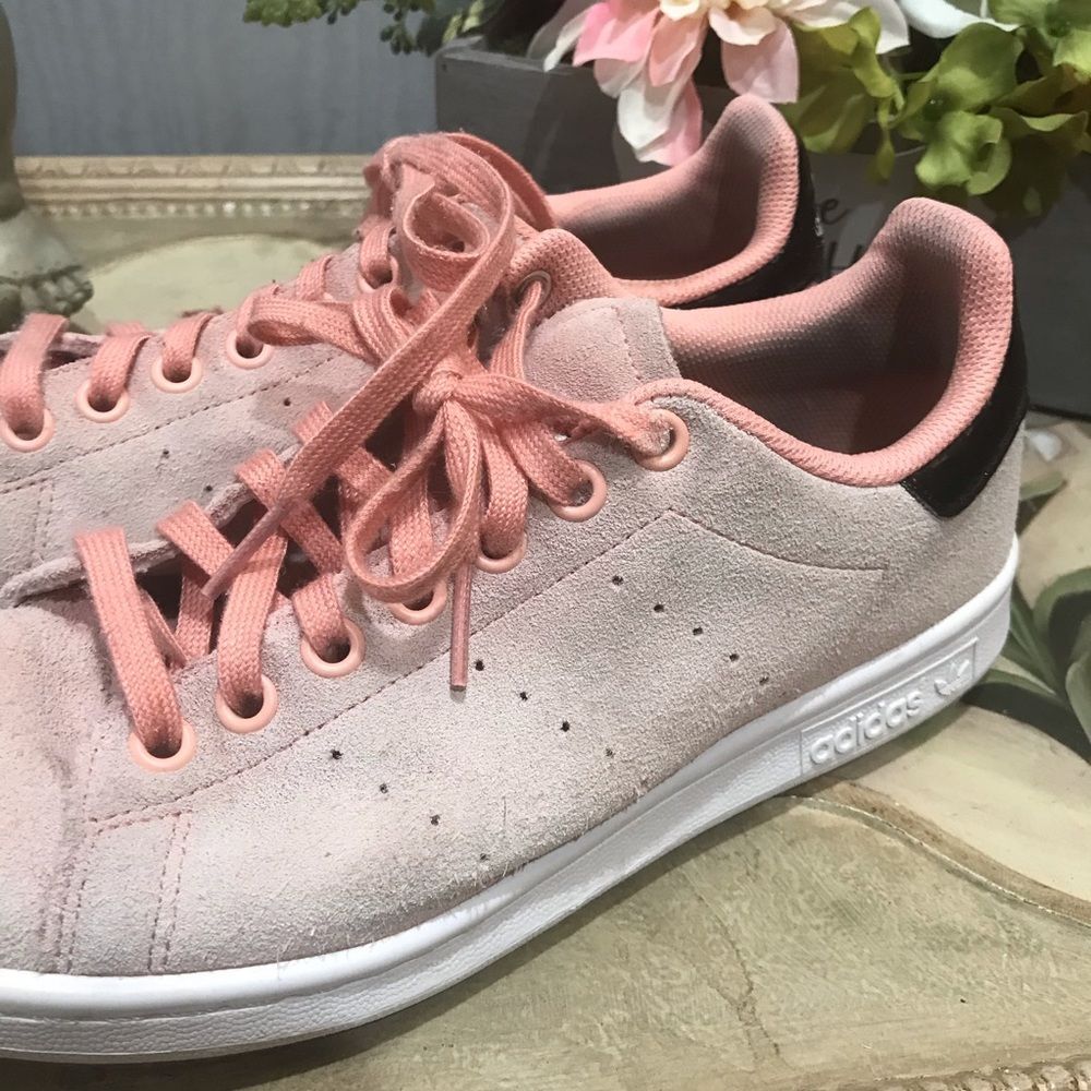 Adidas Stan Smith Blush Pink Suede Sneakers Youth US Sz 5.5 UK Sz 5 - Picture 5 of 16